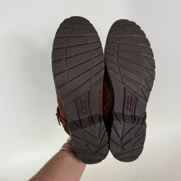 Teva Clogs Women's 8.5 Brown Leather Waterproof Slip-On Block Heel Round Toe - Picture 8 of 10